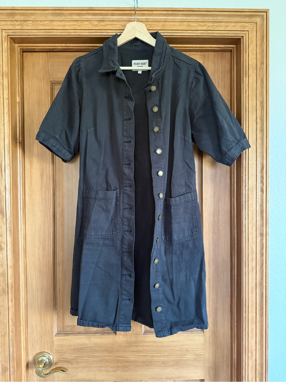 Velvet Heart Navy Short-Sleeve Button-Front Dress